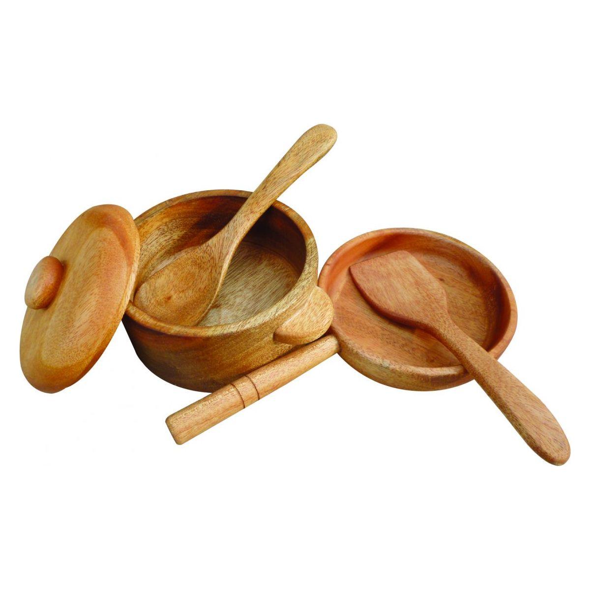 QToys Australia (USA) MAHOGANY PAN & POT SET