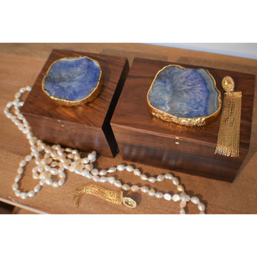 Square Wooden Box with Agate Top