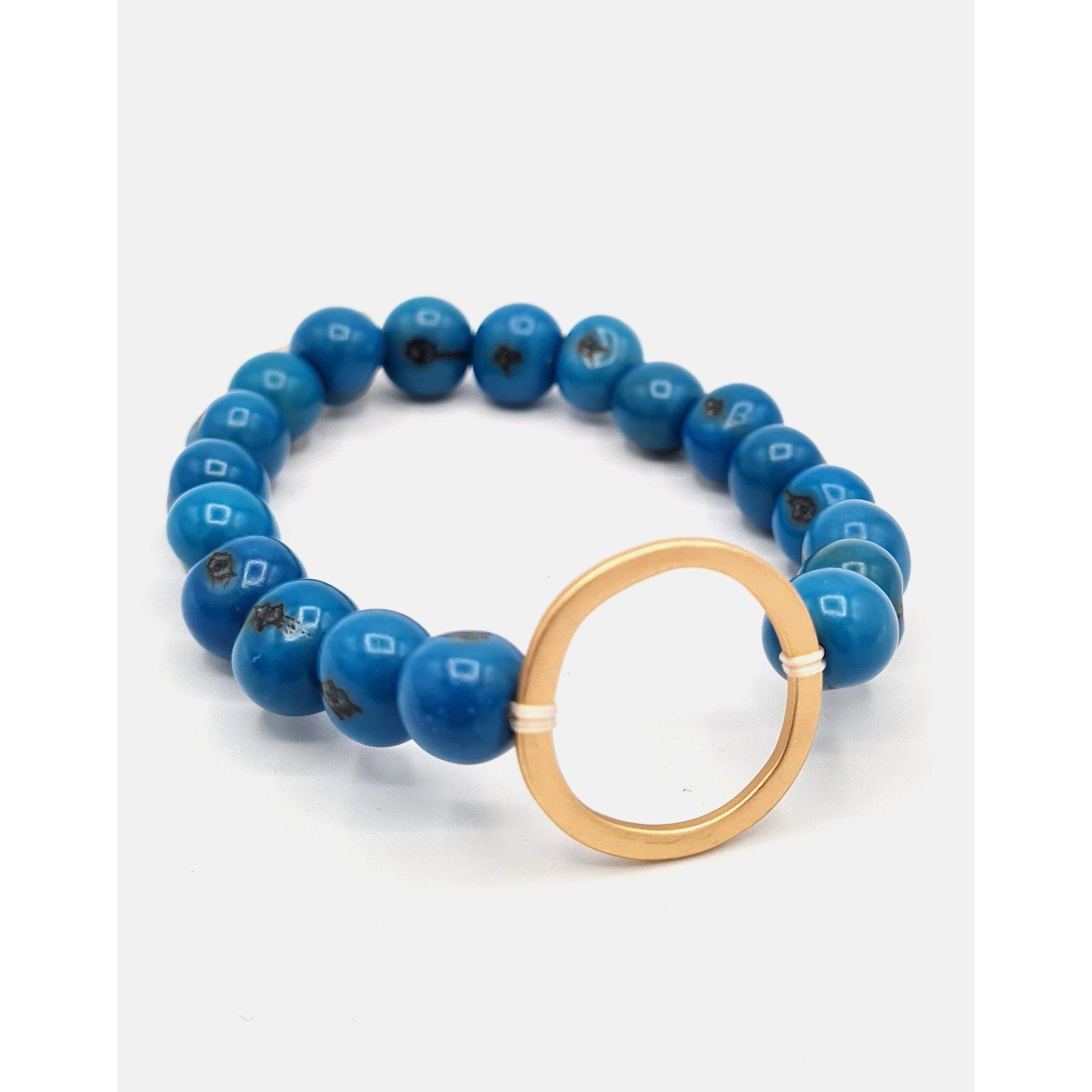 Argola Brass Acai Bracelet - Blue