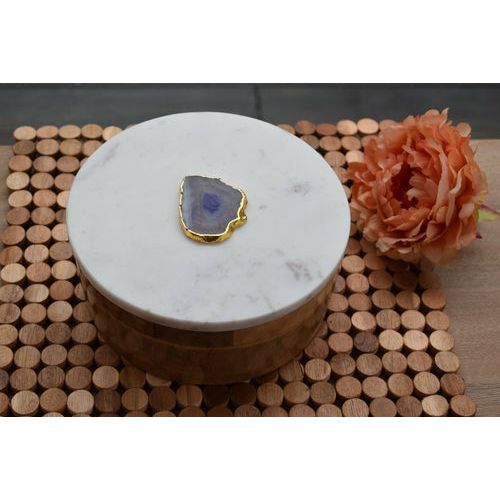 Round Wooden Box with Marble Lid