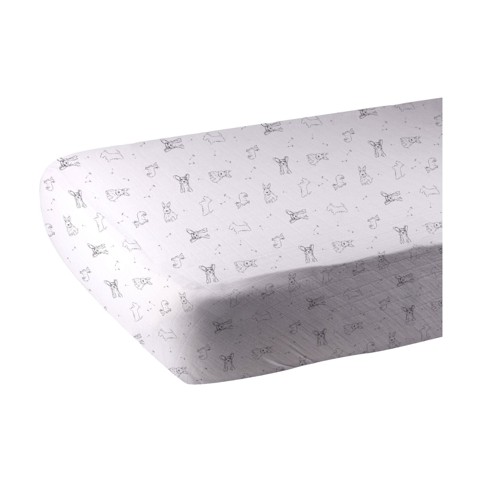 Corgi Bamboo Muslin Crib Sheet