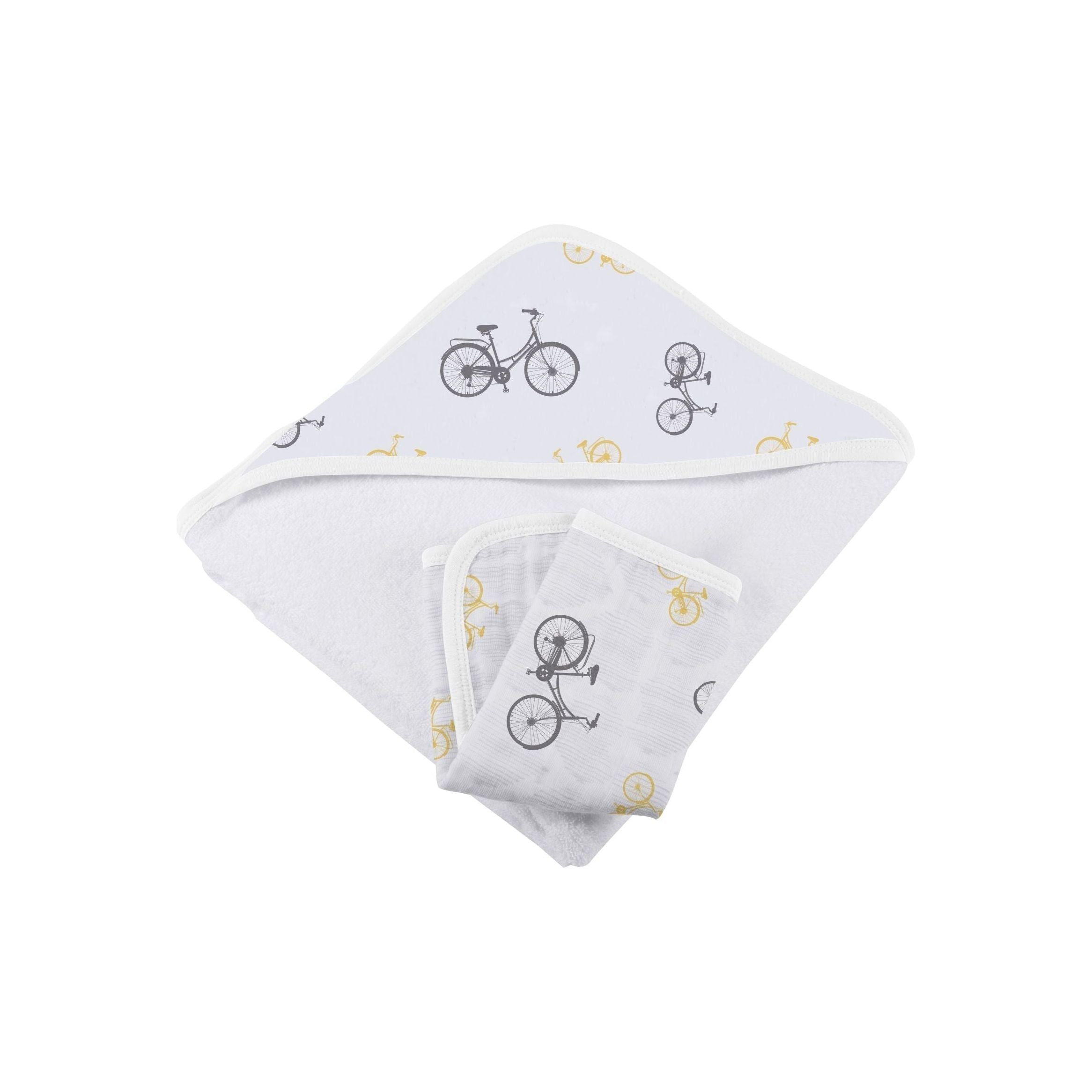Vintage Bicycle Bamboo Muslin Hooded Towel and Washcloth Set
