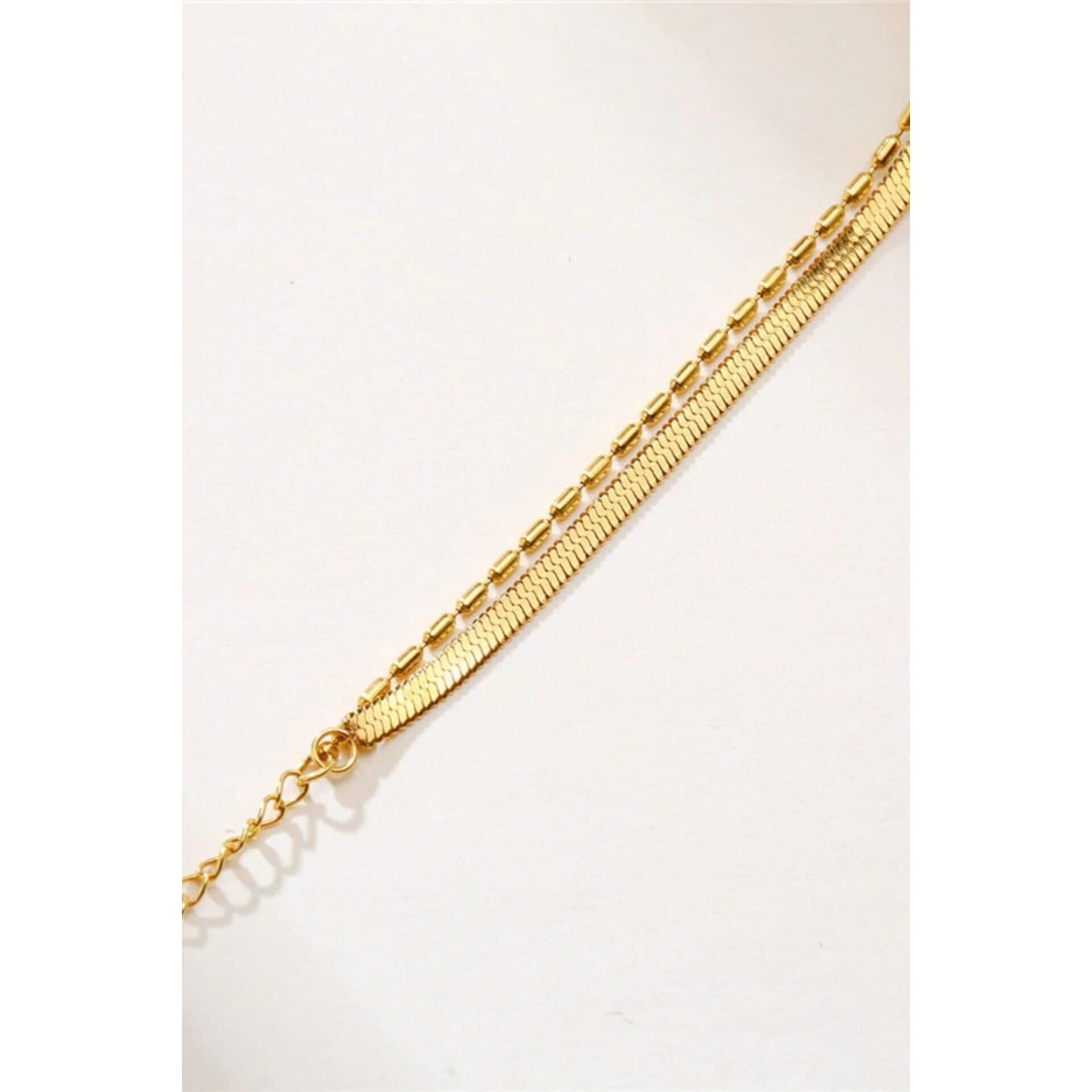 Flat Chain 18 Karats Two Layers Bracelet