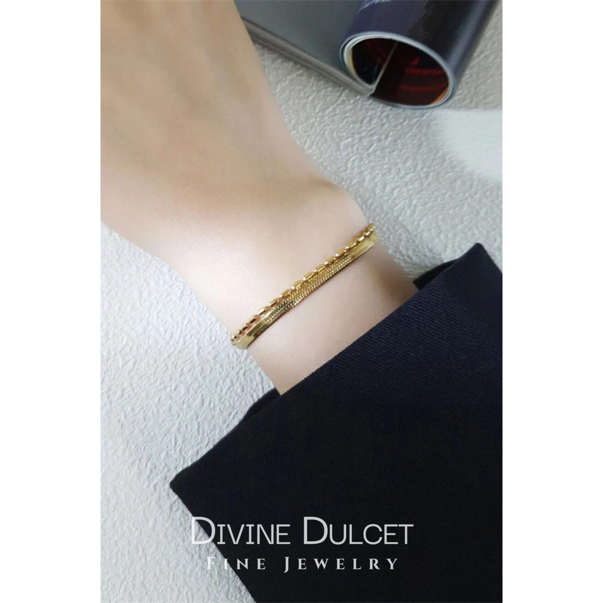 Flat Chain 18 Karats Two Layers Bracelet