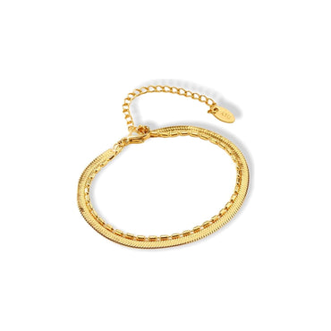 Flat Chain 18 Karats Two Layers Bracelet