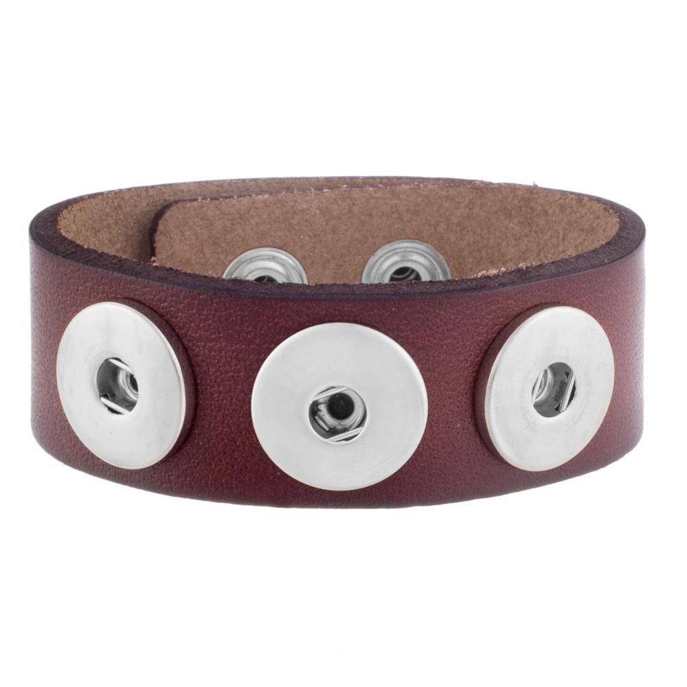 Bracelet - Three Snap Leather Cuff Bracelet