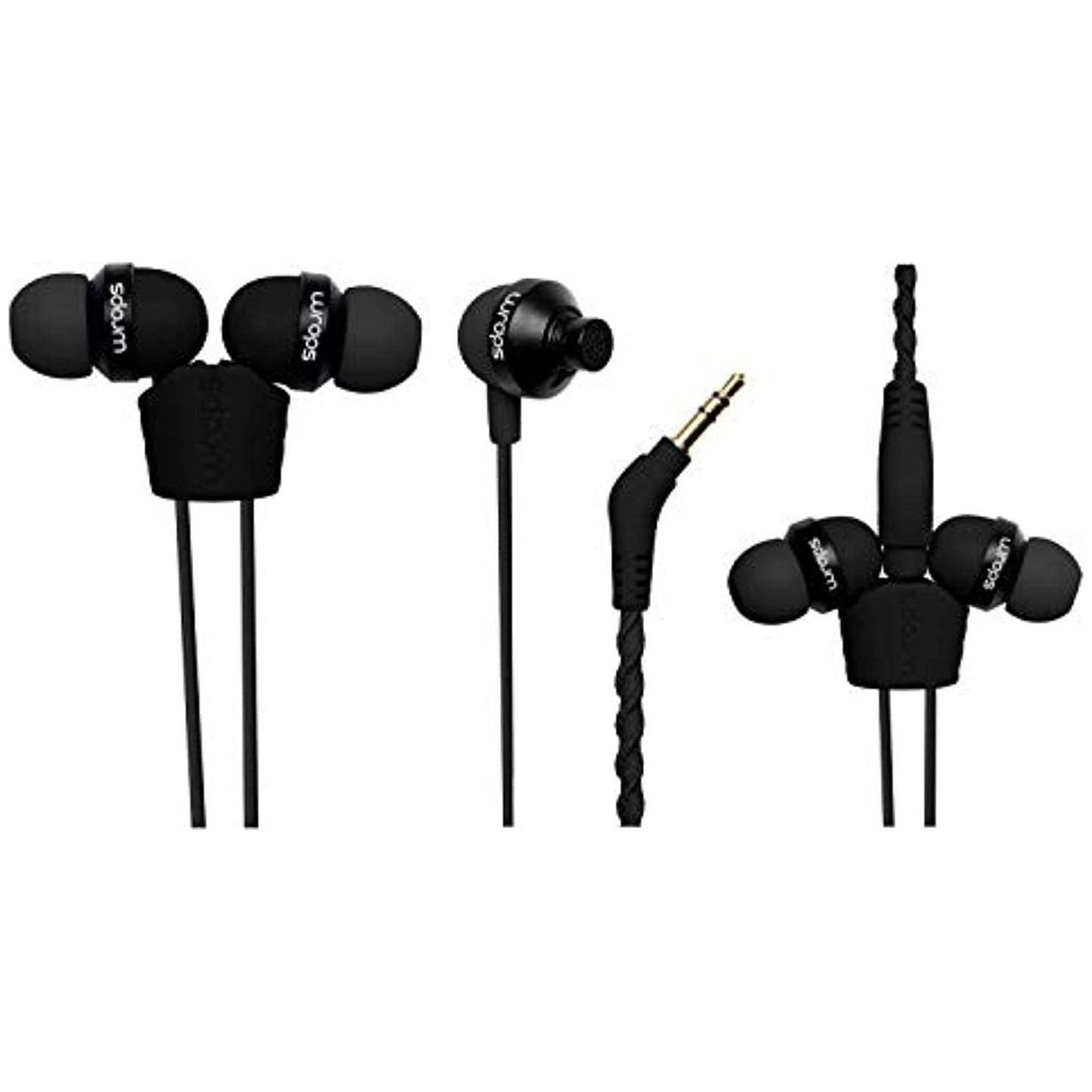 Wraps Wearable Braided Wristband Headphone Earbuds Black