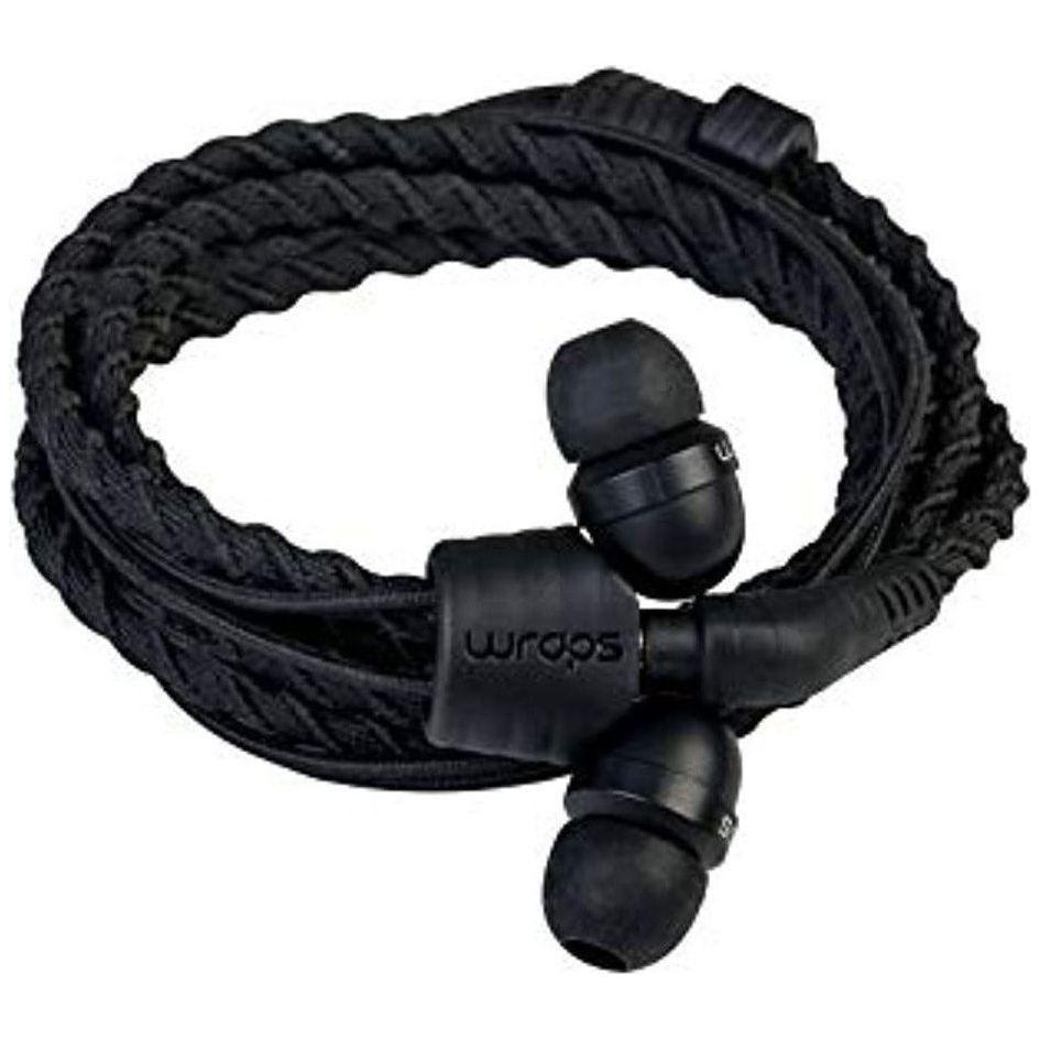 Wraps Wearable Braided Wristband Headphone Earbuds Black
