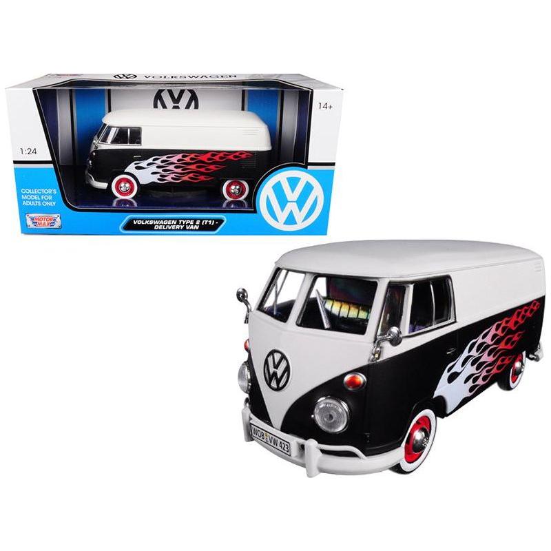 Volkswagen Type 2 (T1) Delivery Van with Flames 1/24 Diecast Car Model
