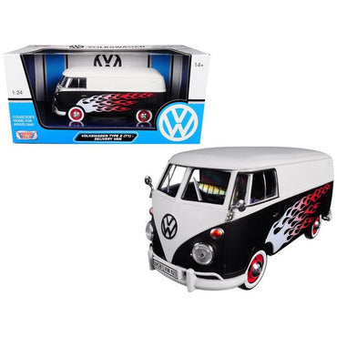 Volkswagen Type 2 (T1) Delivery Van with Flames 1/24 Diecast Car Model
