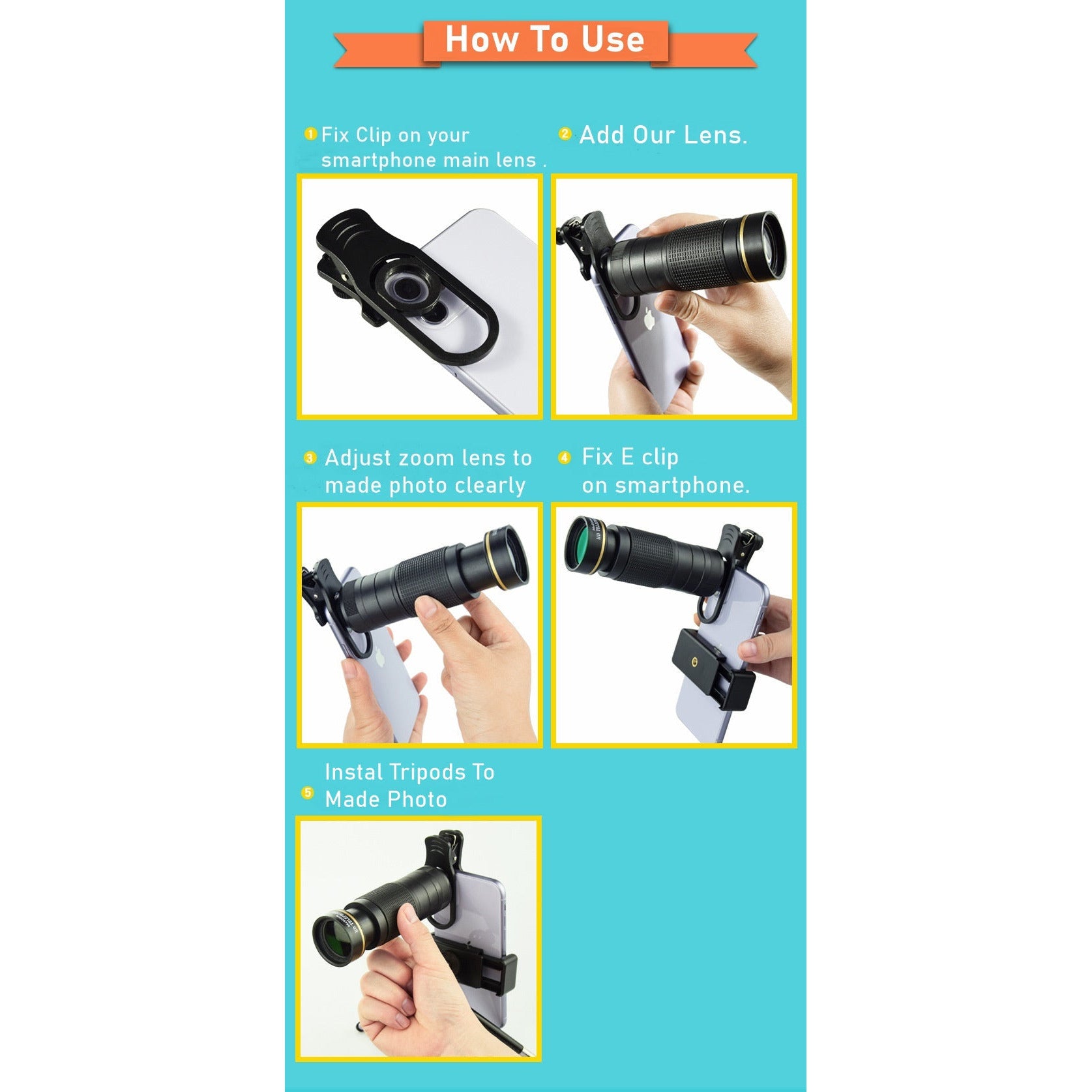 Dragon 36X Mobile Phone Lens Kit With Tripod