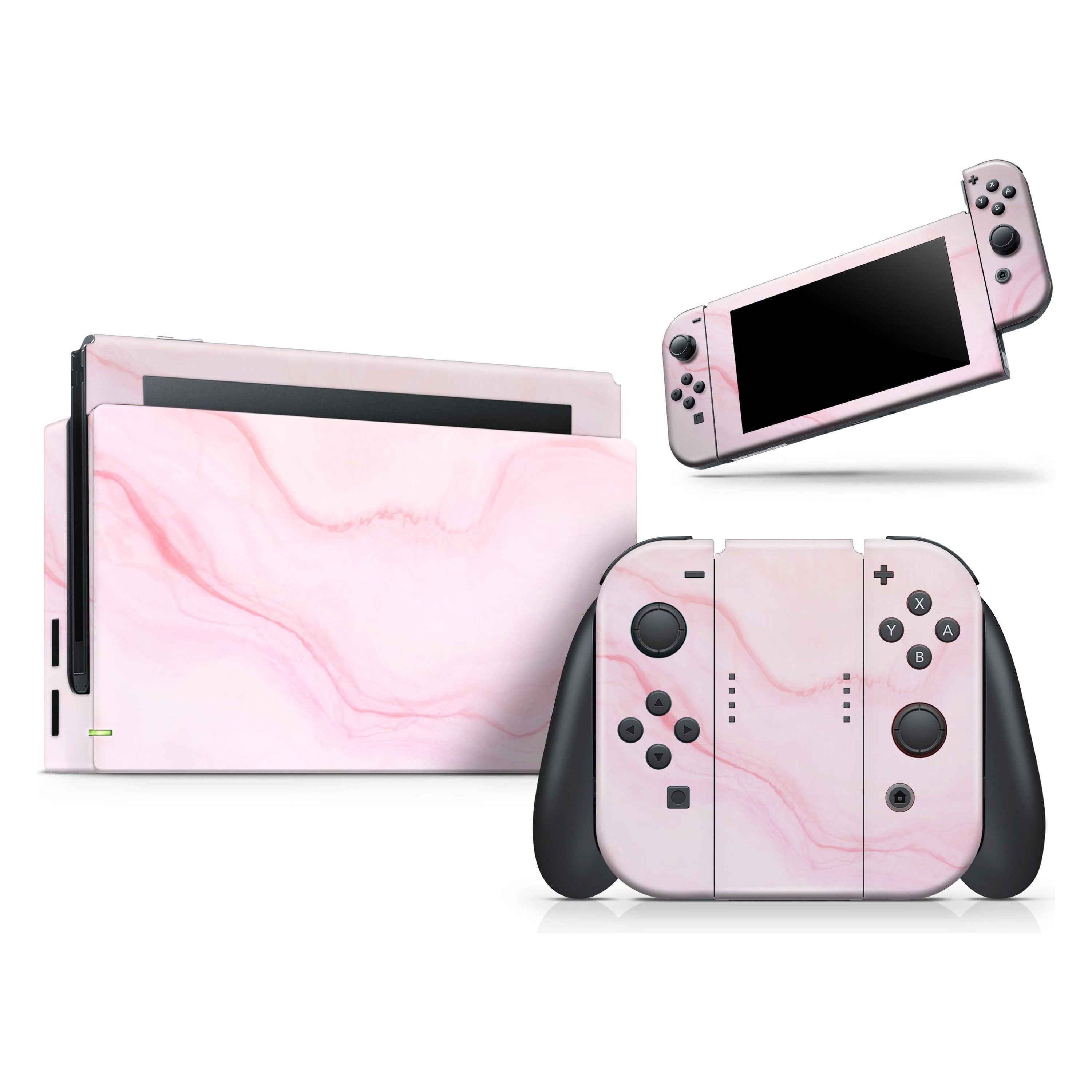 Marble Surface V1 Pink - Full Vinyl decal Wrap Kit for Nintendo