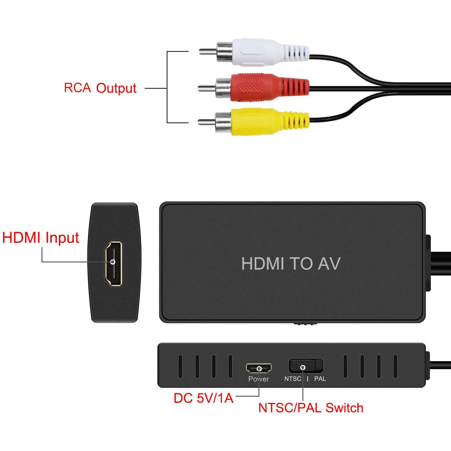HDMI to AV Converter HDMI to Video Audio Adapter
