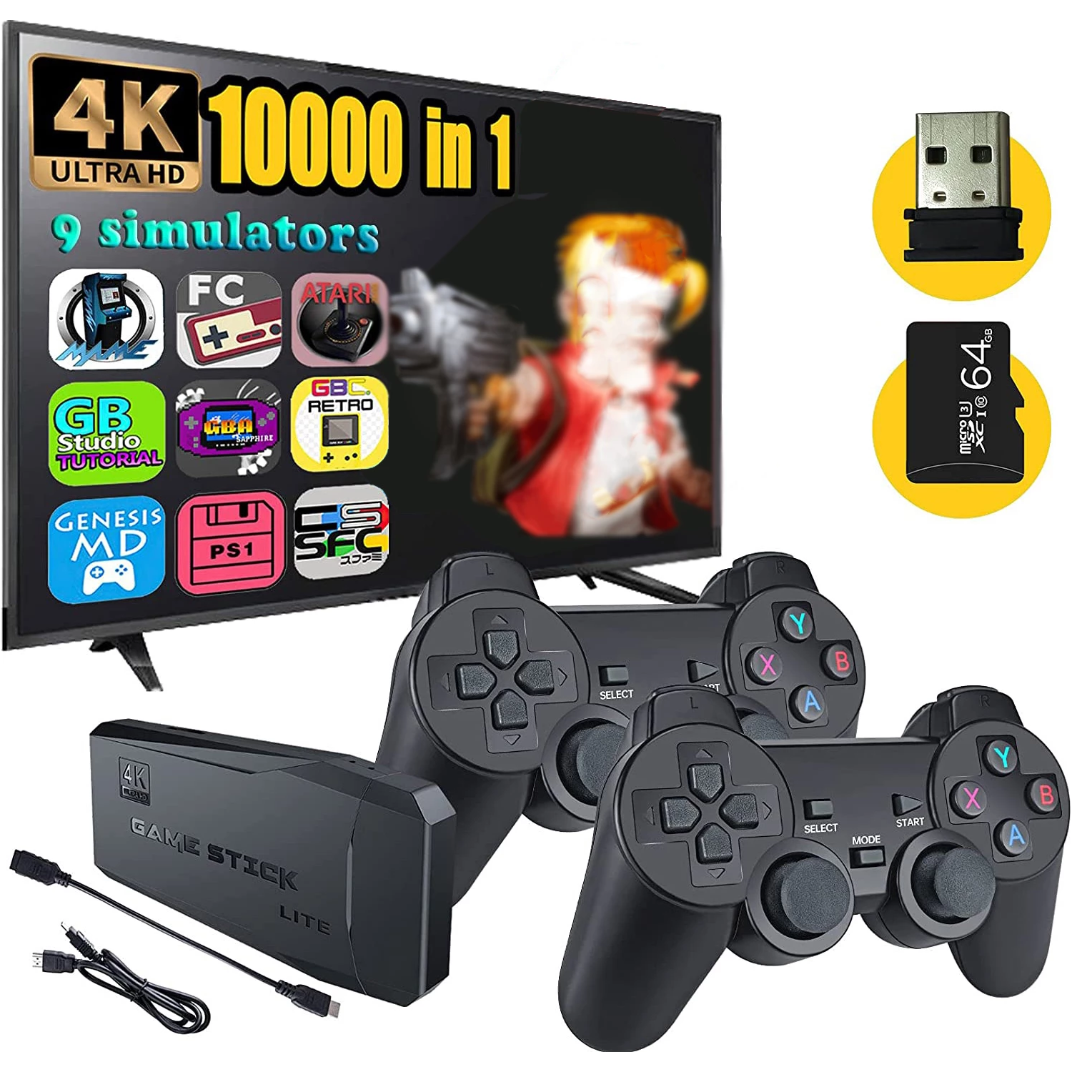 HD 2.4G Double Wireless Gamepad Video Game Console 10000 Games Stick