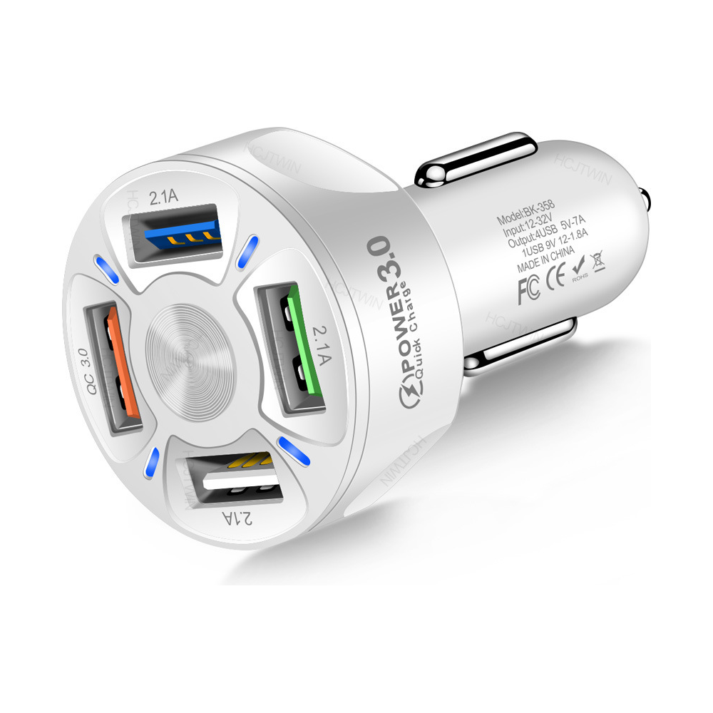 4 USB Car Charger Fast 7A QC3.0 Quick Car Chargr Adapter