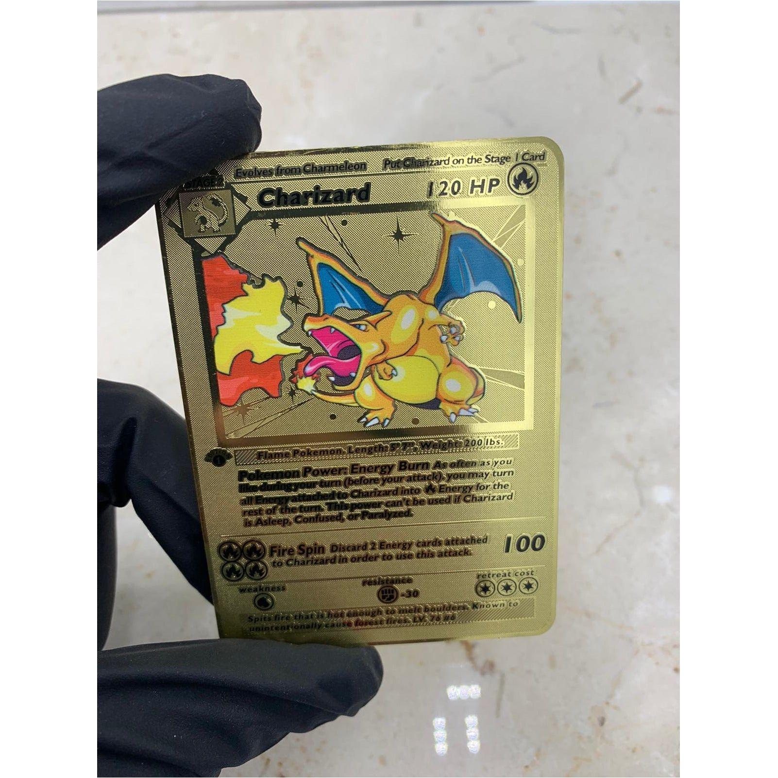Metal Pokemon Cards Charizard Blastoise Venusaur Base Set Gold