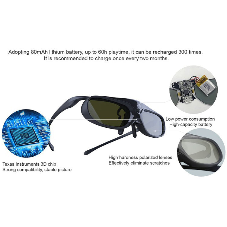 DLP-Link Active Shutter 3D Glasses Rechargeable LCD 3D Glass