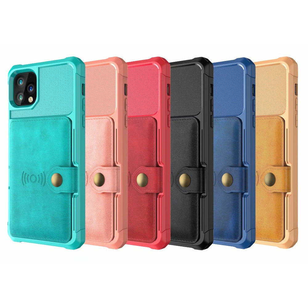 360 Protection Magnetic Leather Wallet Armor Case for iPhone