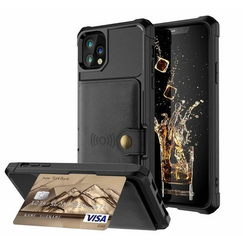 360 Protection Magnetic Leather Wallet Armor Case for iPhone