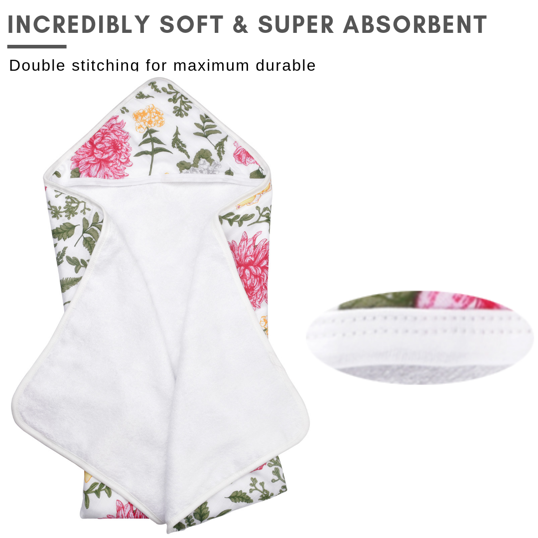 Bamboo Viscose Baby Hooded Towel Floral Print
