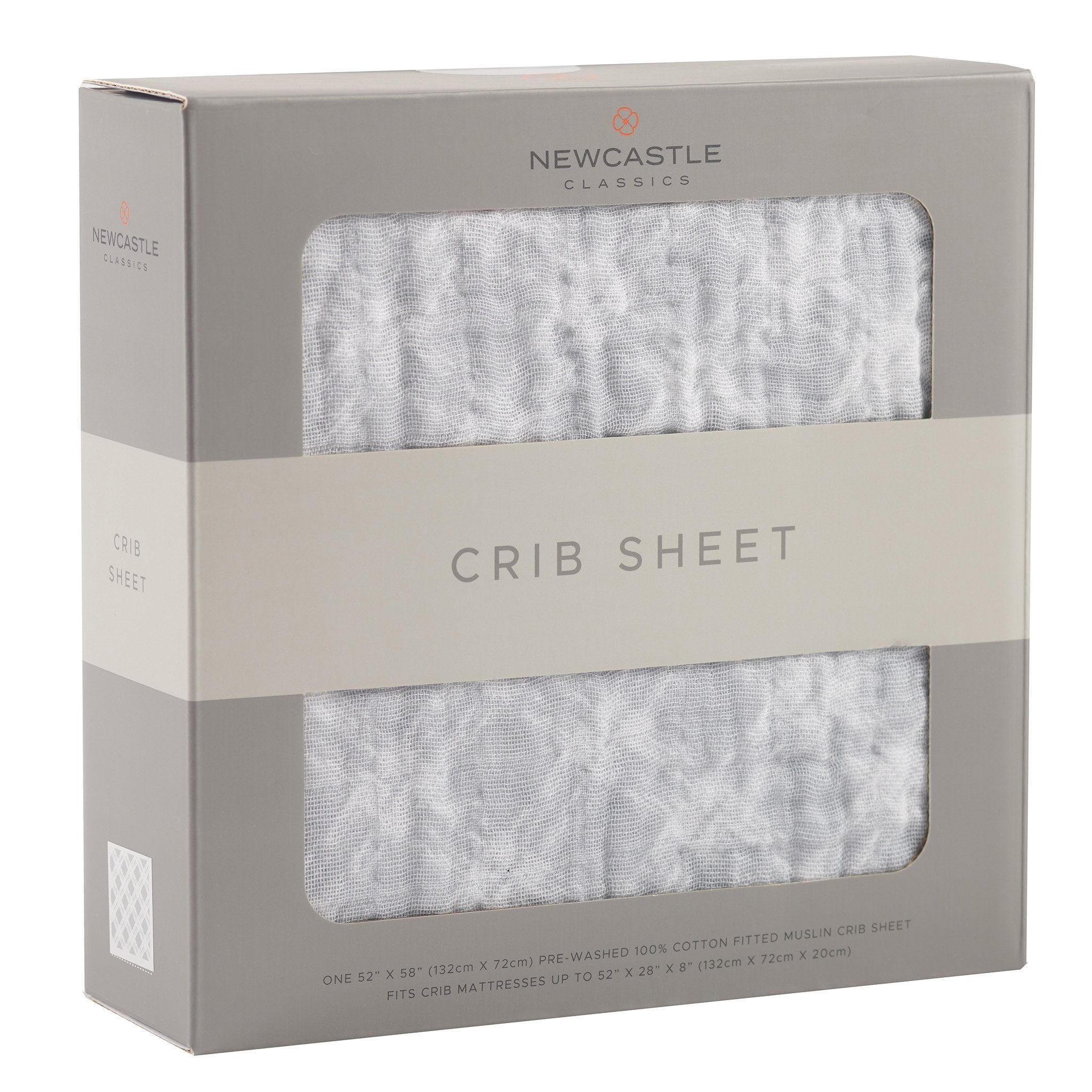 Glacier Grey Plaid Cotton Muslin Crib Sheet