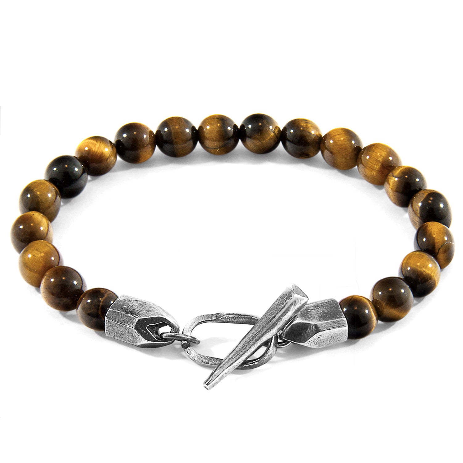 Brown Tigers Eye Tinago Silver and Stone Beaded Bracelet
