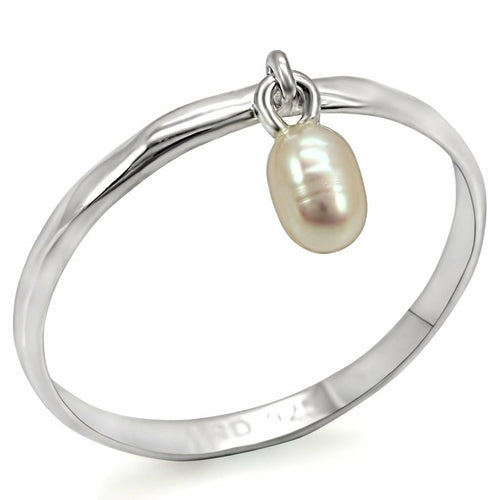 LOS317 - Silver 925 Sterling Silver Ring with Semi-Precious Pearl in