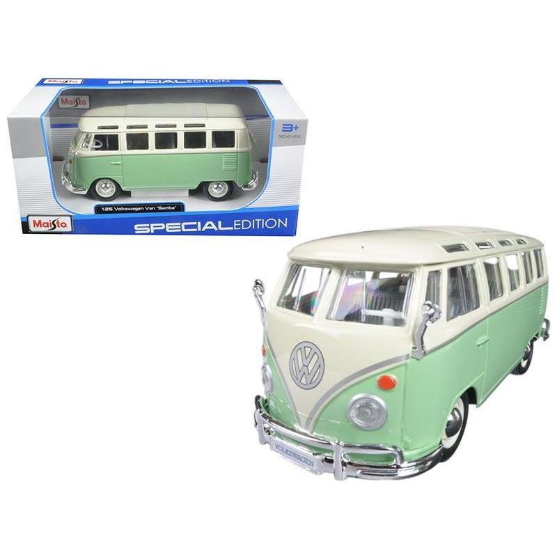 Volkswagen Van Samba Bus Green 1/25 Diecast Model Car by Maisto