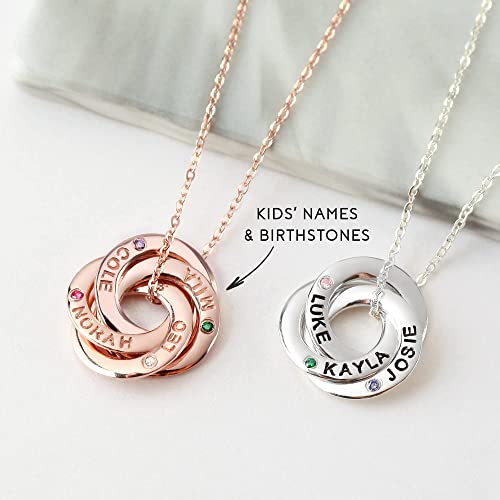 Mom Necklace With Kids Names Birthstones, Children Birthstone Jewelry