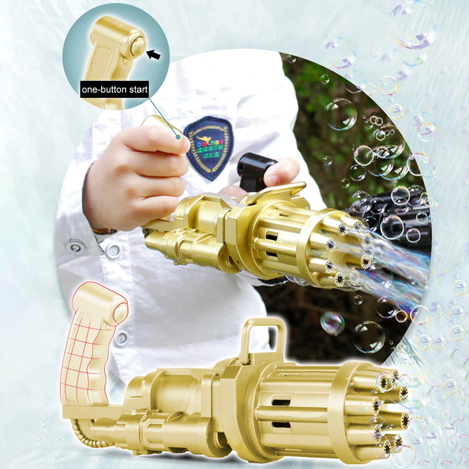 Summer Soap Water Bubble Machine Gatling Bubble Gun Toys