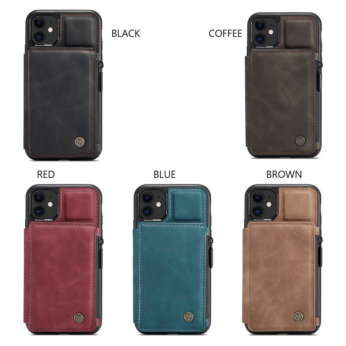 Leather Case Card Slots Zipper Wallet Phone Case for Iphone