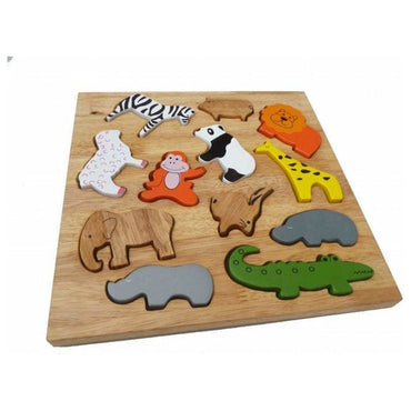 QToys Animal Play Set & Puzzle Wooden Toy